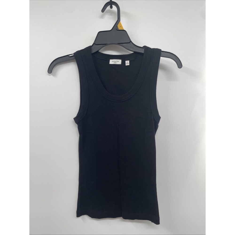 Aritzia's Babaton Busy Tank Top Womens Small Black Cotton Ribbed Scoop Neck NWOT